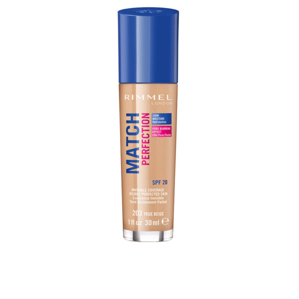 Base per Trucco Fluida Rimmel London Match Perfection Nº 203 Spf 20 30 ml
