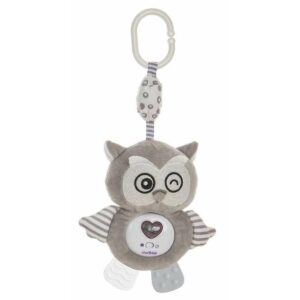 Giocattolo pensile per Culla Musica Luci Gufo Cuore 35 cm