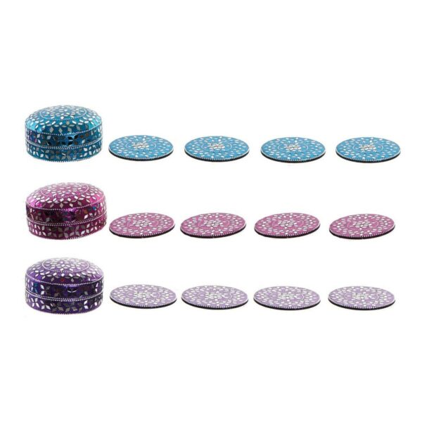 Sottobicchieri DKD Home Decor Alluminio Legno MDF (3 pcs)