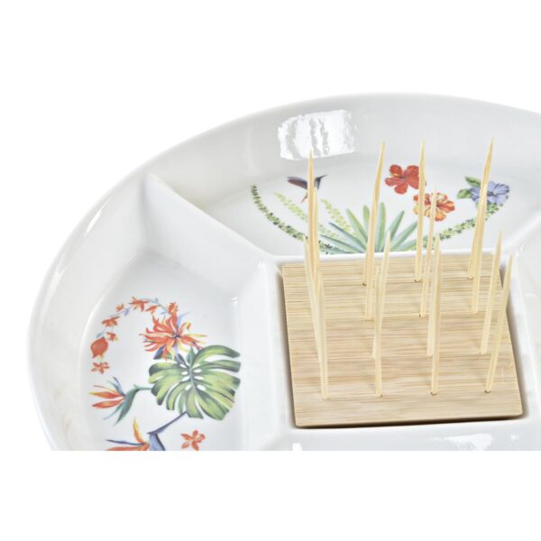 Vassoio per aperitivi DKD Home Decor Multicolore Naturale Bambù Gres Tropicale 23,5 x 23,5 x 7 cm
