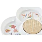 Vassoio per aperitivi DKD Home Decor Multicolore Naturale Bambù Gres Tropicale 22 x 22 x 7 cm