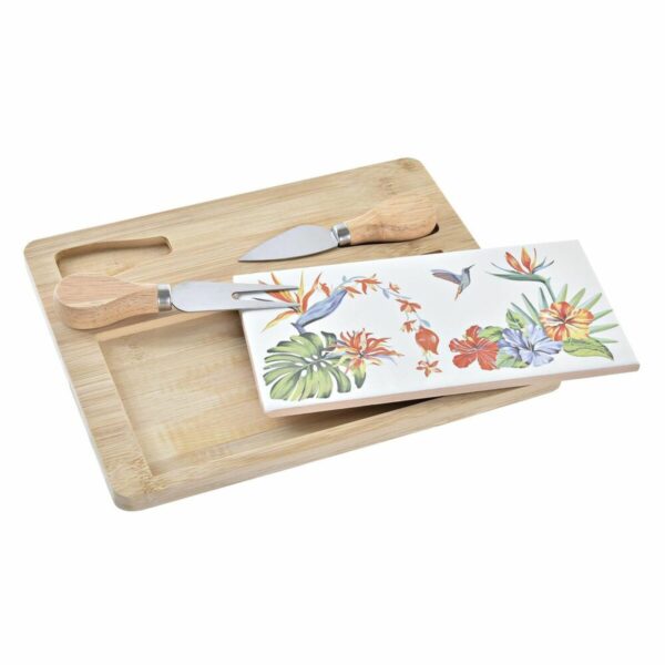 Tagliere per Formaggi DKD Home Decor Bambù Gres 24,5 x 20 x 1,2 cm (4 Unità)