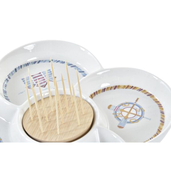 Vassoio per aperitivi DKD Home Decor Azzurro Naturale Bambù Gres Mediterraneo 25 x 25 x 10 cm
