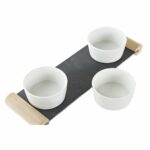 Vassoio per aperitivi DKD Home Decor Bianco Nero Gres Lavagna 33 x 10 x 5,8 cm