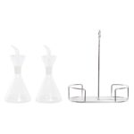 Set olio e aceto DKD Home Decor 200 ml 19,5 x 10 x 23,5 cm Metallo Trasparente 2 Unità Vetro Borosilicato