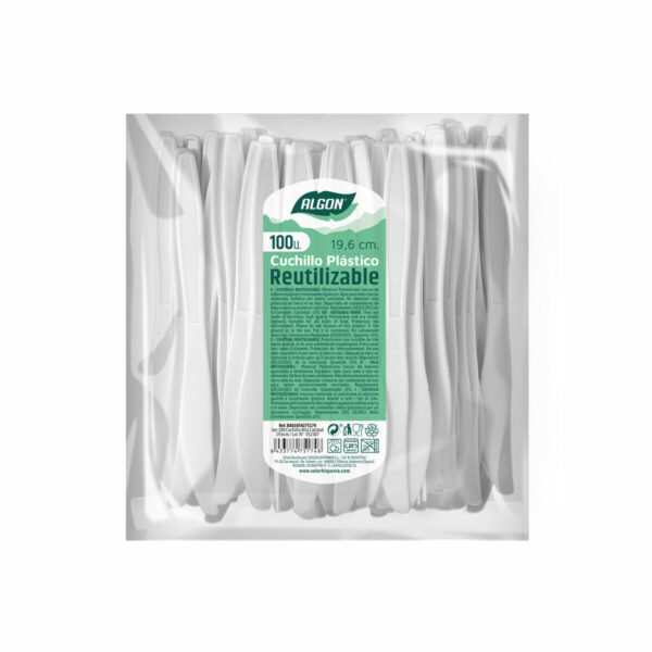 Set di Coltelli Algon Riutilizzabile Bianco 10 Unità 19,6 cm