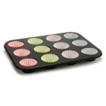 Teglia per Muffin Kinvara Azzurro Nero Rosso Verde Viola Multicolore 7 x 7 x 3 cm 35 x 3 x 26,5 cm Vassoio da Forno (12 Unità)