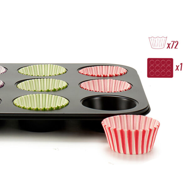 Teglia per Muffin Kinvara Azzurro Nero Rosso Verde Viola Multicolore 7 x 7 x 3 cm 35 x 3 x 26,5 cm Vassoio da Forno (12 Unità)