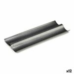 Stampo per Baguette Kinvara Grigio scuro Metallo Acciaio al carbonio 16 x 2,5 x 38 cm Pane (12 Unità)