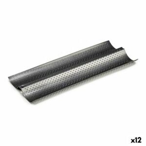 Stampo per Baguette Kinvara Grigio scuro Metallo Acciaio al carbonio 16 x 2,5 x 38 cm Pane (12 Unità)