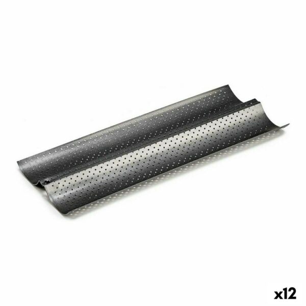 Stampo per Baguette Kinvara Grigio scuro Metallo Acciaio al carbonio 16 x 2,5 x 38 cm Pane (12 Unità)
