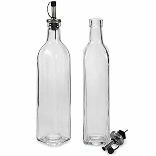 Set olio e aceto Vivalto Trasparente Vetro Silicone Acciaio inossidabile Cristallo 500 ml 2 x 50 ml 5,7 x 29,5 x 5,7 cm 12 x 31