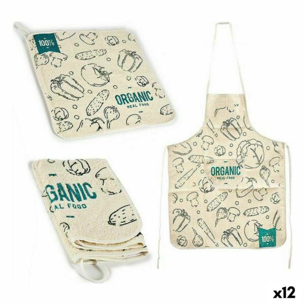 Set da Cucina Kinvara Organic Azzurro Bianco Poliestere 2 Pezzi