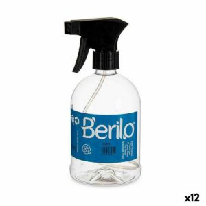 Bottiglia per nebulizzare Berilo Nero Trasparente Plastica 500 ml (12 Unità)