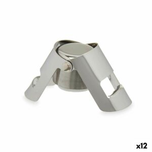 Tappo per champagne Kinvara Argentato Argento Silicone Acciaio inossidabile Plastica 6 x 5,5 x 3,5 cm Ermetico (12 Unità)