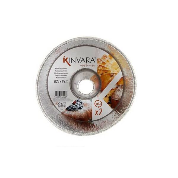 Stampo per Budino Kinvara Argentato Alluminio 25 x 7,7 x 25 cm Monouso Flan (12 Unità)