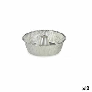 Stampo per Budino Kinvara Argentato Alluminio 25 x 7,7 x 25 cm Monouso Flan (12 Unità)