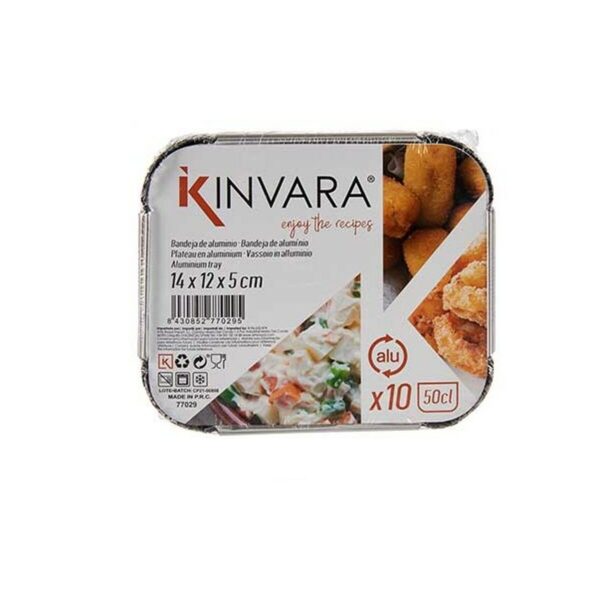 Set di vassoi per Alimenti Kinvara Alluminio 14,5 x 7,5 x 12,5 cm Monouso Con coperchio (12 Unità)