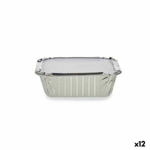 Set di vassoi per Alimenti Kinvara Alluminio 14,5 x 7,5 x 12,5 cm Monouso Con coperchio (12 Unità)
