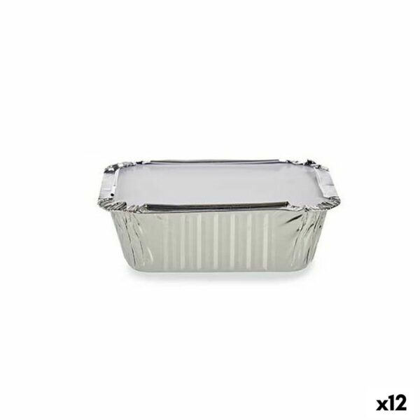 Set di vassoi per Alimenti Kinvara Alluminio 14,5 x 7,5 x 12,5 cm Monouso Con coperchio (12 Unità)
