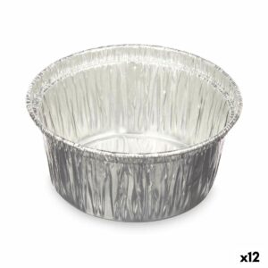 Stampo per Budino Kinvara Argentato Alluminio 8,5 x 8 x 8,5 cm Monouso Rotondo (12 Unità)