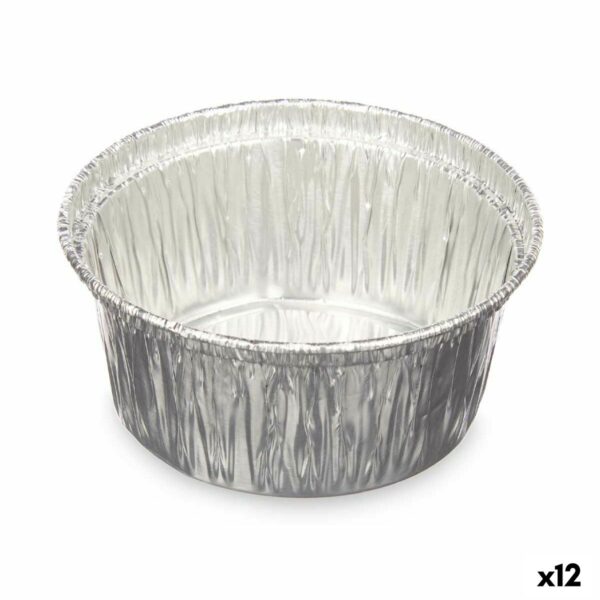Stampo per Budino Kinvara Argentato Alluminio 8,5 x 8 x 8,5 cm Monouso Rotondo (12 Unità)