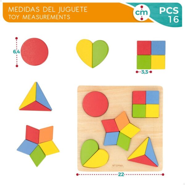 Puzzle di Legno per Bambini Woomax Forme + 12 Mesi 16 Pezzi (6 Unità)