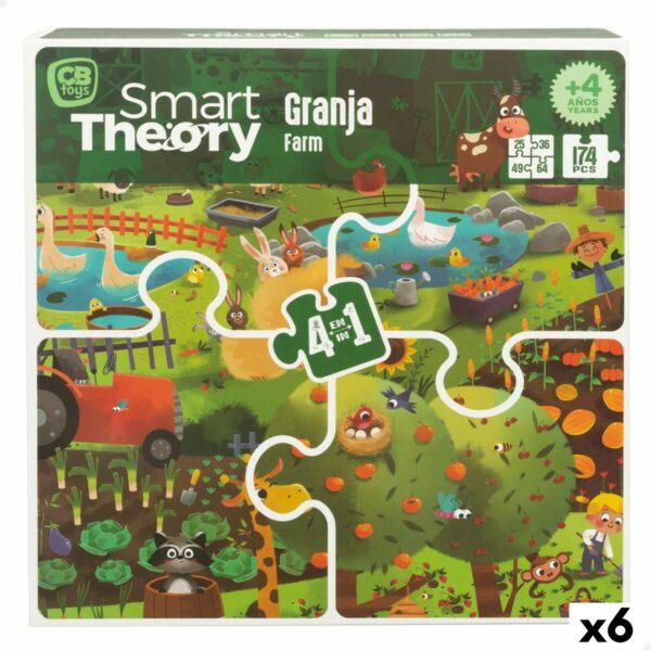 Puzzle per Bambini Colorbaby 4 in 1 174 Pezzi Fattoria 68 x 68 cm (6 Unità)
