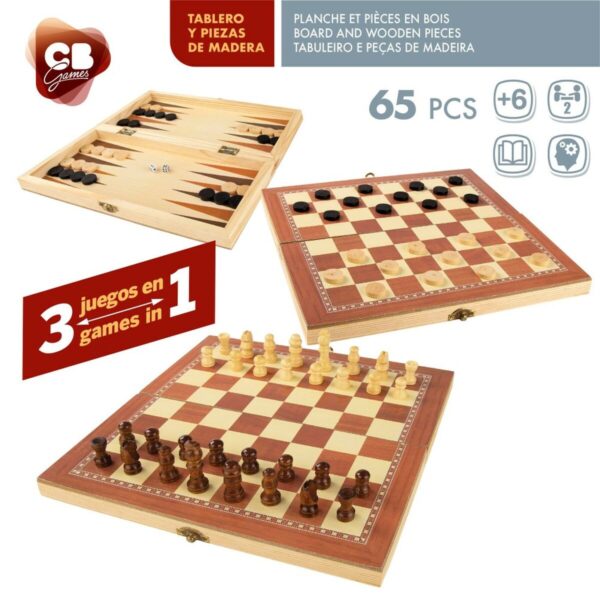 Tabellone da Scacchi e Dama CB Games Legno Backgammon (6 Unità)