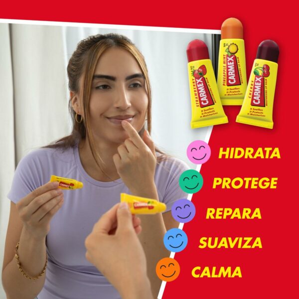 Balsamo Labbra idratante Carmex Triplo Trasparente Spf 15 Fragola Ananas Ciliegia 3 Pezzi (3 Unità)