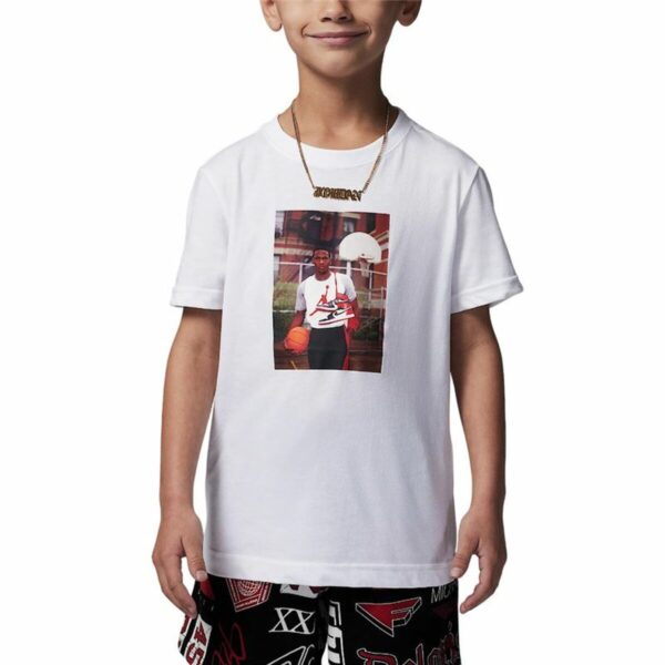 Maglia a Maniche Corte Bambino Jordan Jdb Mj Brand Photo Ss Crew Bianco