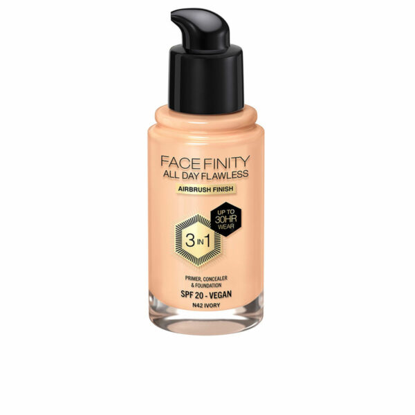 Base Cremosa per il Trucco Max Factor Face Finity All Day Flawless Nº N42 Ivory N42-Ivory Spf 20 30 ml 3 in 1