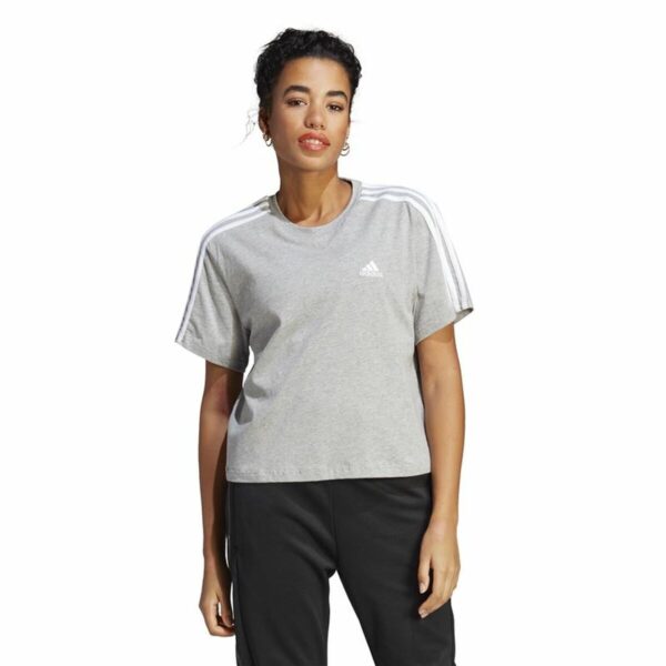 Maglia a Maniche Corte Donna Adidas 3S Cropped Top Grigio chiaro (XS)