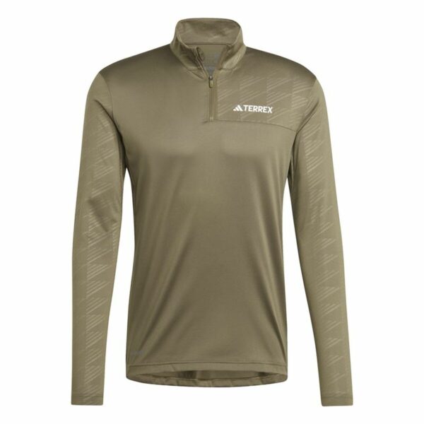 Felpa senza Cappuccio Uomo Adidas Mt Half Zi Ls Marrone