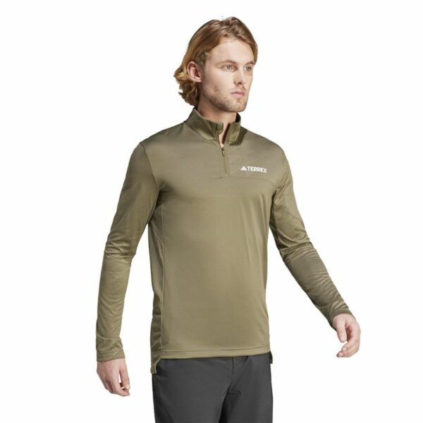 Felpa senza Cappuccio Uomo Adidas Mt Half Zi Ls Marrone