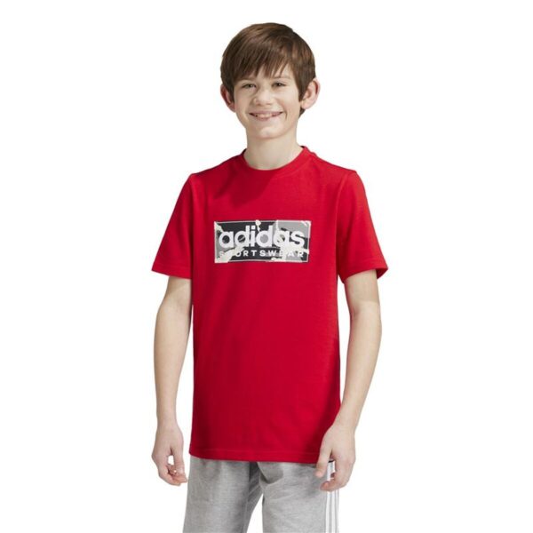 Maglia a Maniche Corte per Bambini Adidas Camo Linear 11-12 anni Rosso
