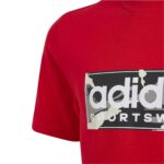 Maglia a Maniche Corte per Bambini Adidas Camo Linear 11-12 anni Rosso
