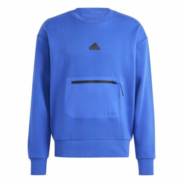 Felpa senza Cappuccio Adidas City Es e Fleece Azzurro