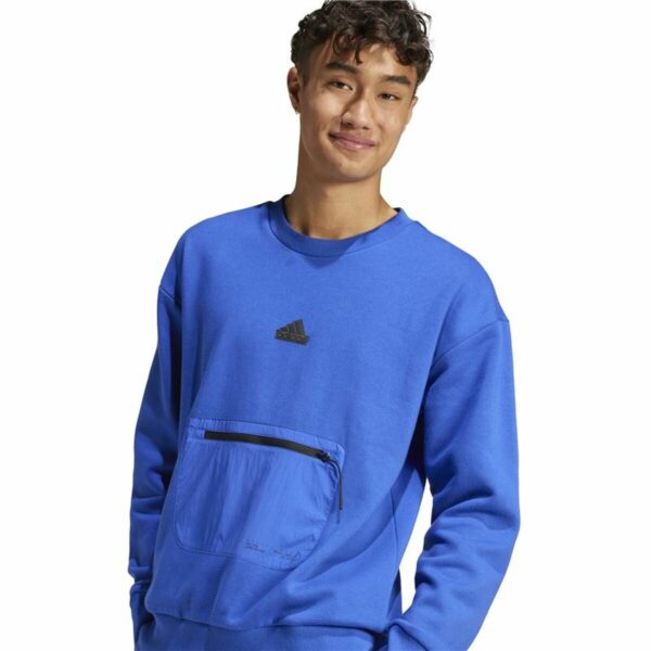 Felpa senza Cappuccio Adidas City Es e Fleece Azzurro
