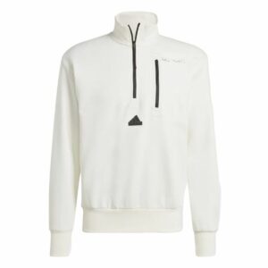 Felpa senza Cappuccio Adidas City Es e Fleece Half-Zip Bianco XXL