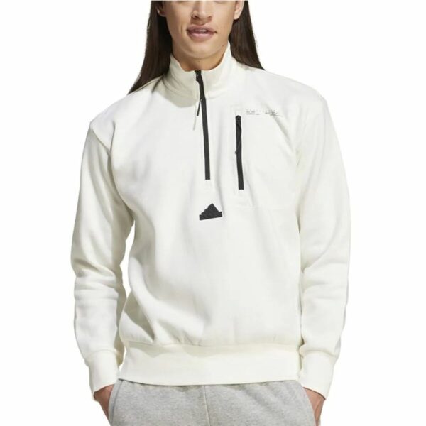 Felpa senza Cappuccio Adidas City Es e Fleece Half-Zip Bianco XXL