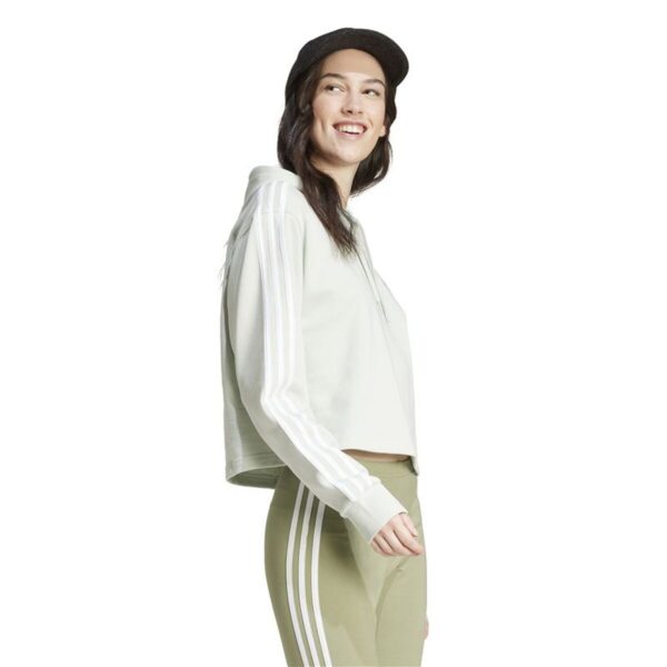 Felpa con Cappuccio Donna Adidas Essentials 3 Bandas French Terry Beige