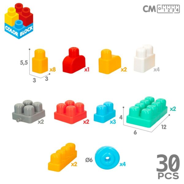Blocchi di Costruzioni Color Block Valigia Macchina Polizia 30 Pezzi (2 Unità)
