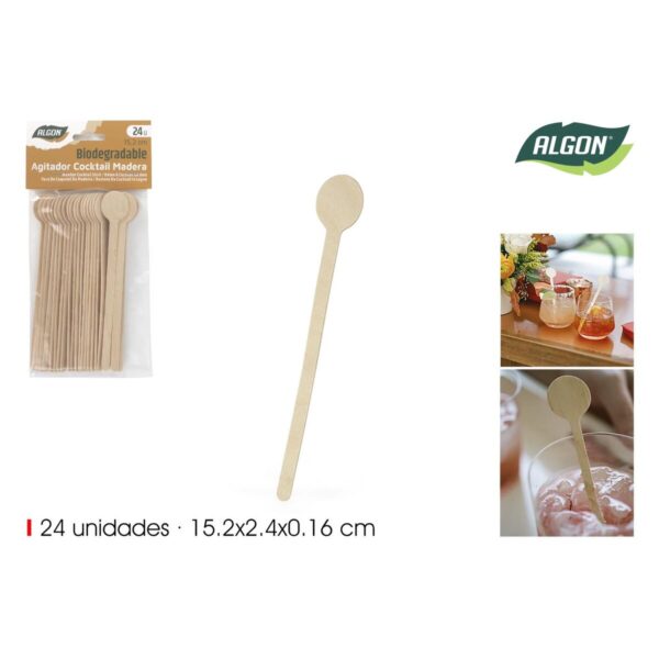 Set di Cucchiai Algon Legno 15,2 cm 24 Pezzi (18 Unità)