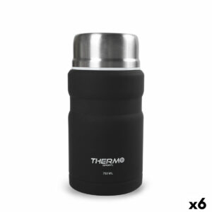 Thermos per Alimenti ThermoSport Nero Acciaio 750 ml (6 Unità)