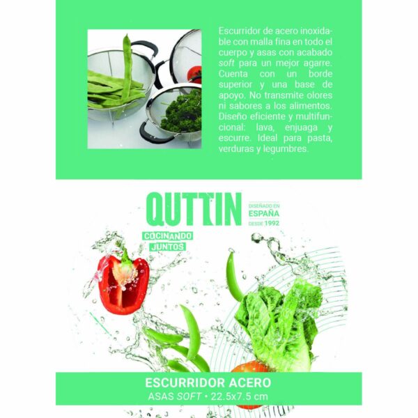 Scolapasta Quttin Acciaio 22,5 x 7,5 cm (12 Unità)