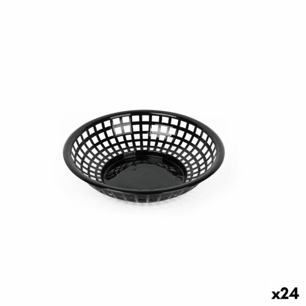 Cestino per il Pane Nero Plastica Rotonda 19,6 x 19,6 x 4,6 cm (24 Unità)