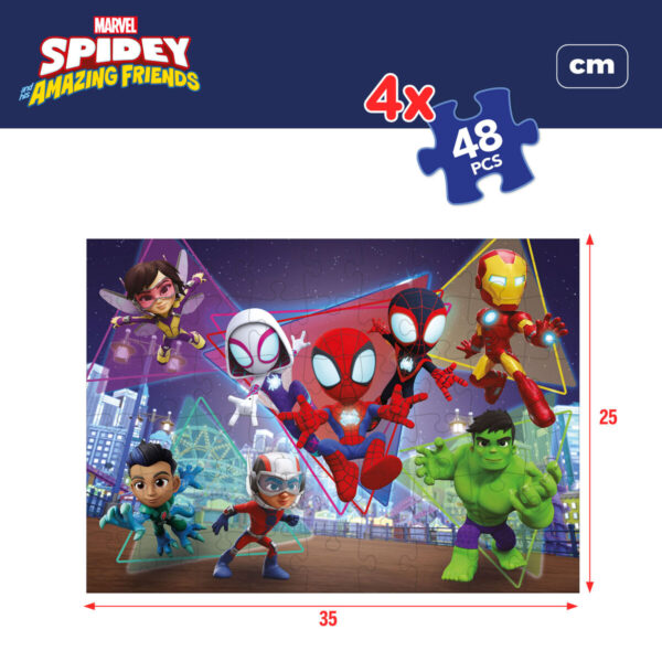 Set di 4 Puzzle Spidey 35 x 1,5 x 25 cm 48 Pezzi (6 Unità)