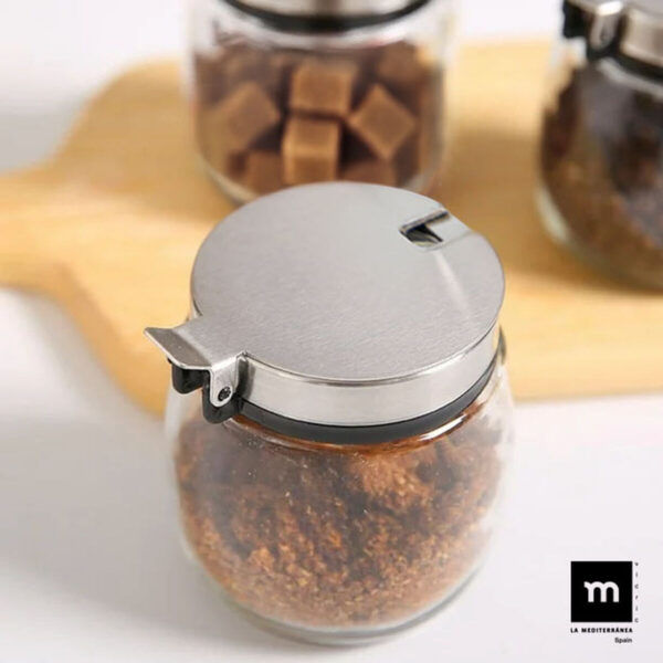 Portazucchero La Mediterránea Trasparente Argentato Vetro Acciaio 0,25 L 7 x 8,7 cm (24 Unità)