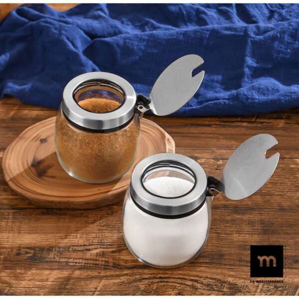 Portazucchero La Mediterránea Trasparente Argentato Vetro Acciaio 0,25 L 7 x 8,7 cm (24 Unità)